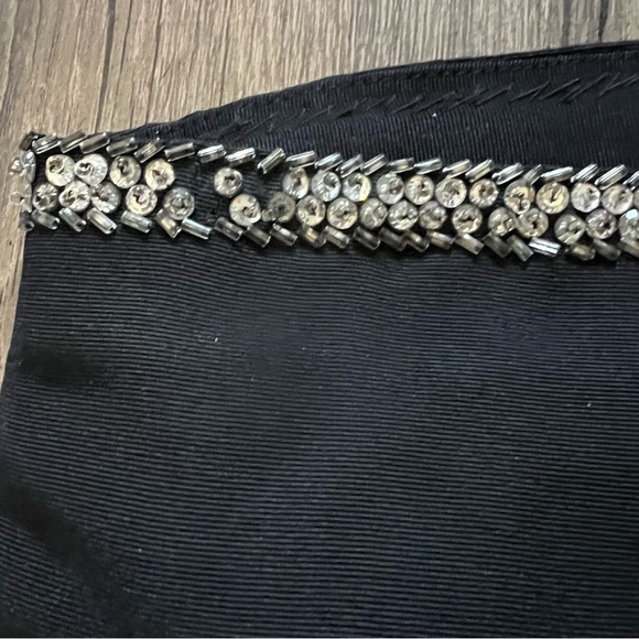 Women’s Strapless Bandana Embellish Sequin Trim Black Corset Top Party Fitted L - Picture 10 of 12